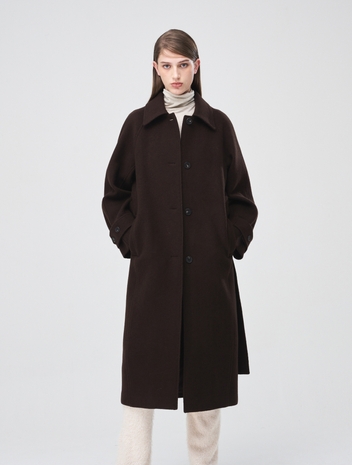 Raglan Single Wool Coat, Brown