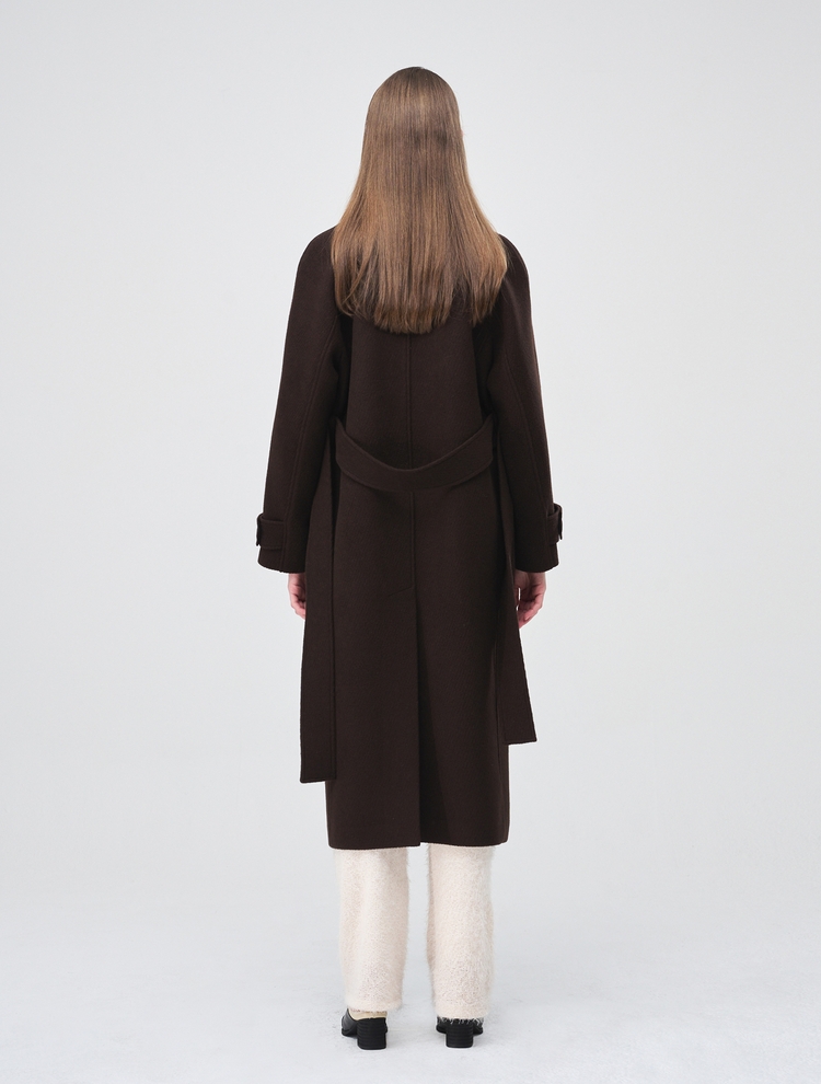 Raglan Single Wool Coat, Brown