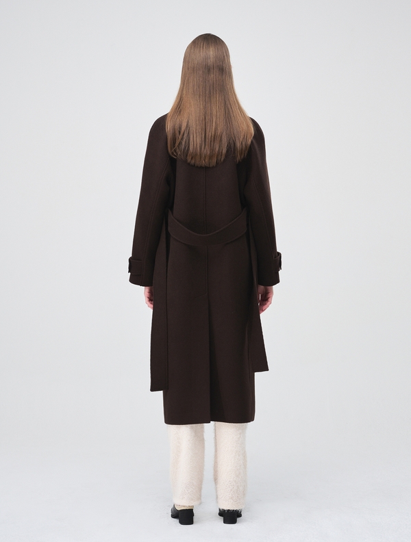 Raglan Single Wool Coat, Brown