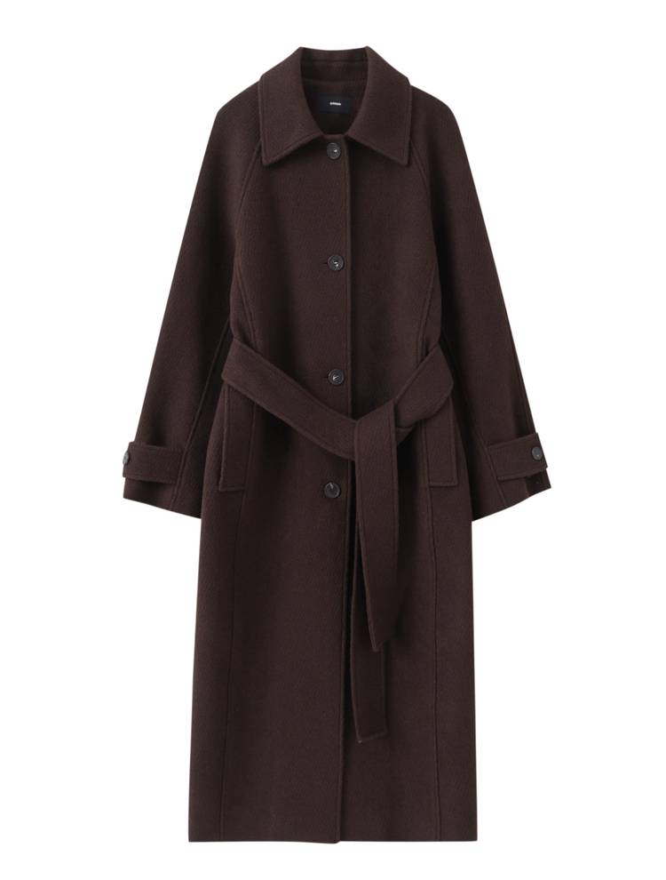 Raglan Single Wool Coat, Brown