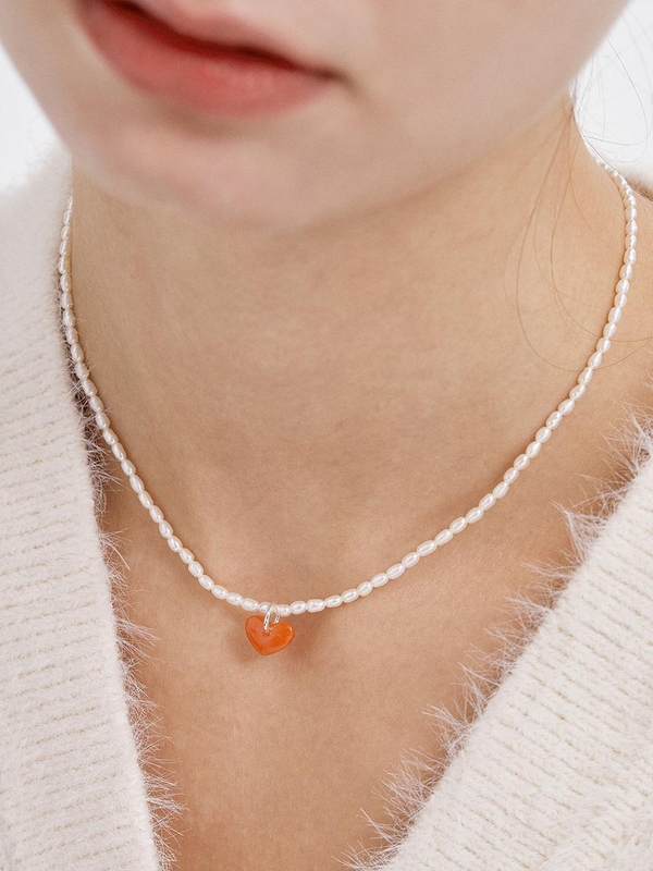 Cute Plump Heart Pearl Necklace NZ2026