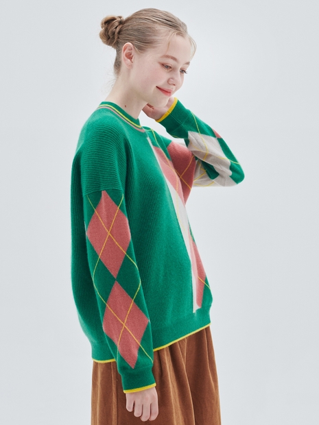 하프 체크패턴 캐시미어 풀오버Checkered pullover(NT)