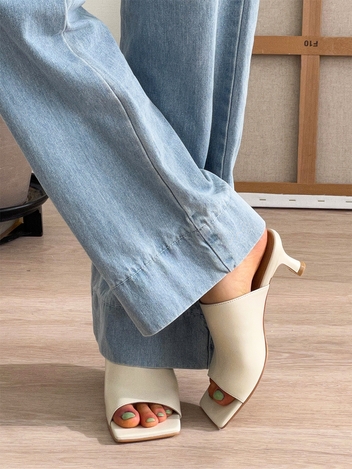 IS_221345 Square Mule Sandals (4COLORS)