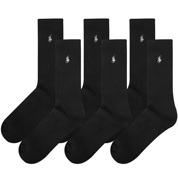 폴로 랄프로렌 남성 립 스포츠 크루 삭스 6팩 (821005PK2-BLACK)