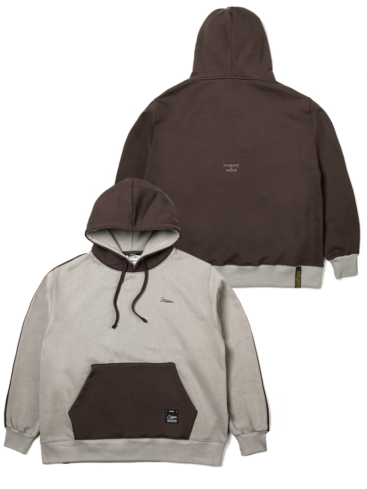 22 HALF COLOR FB OVERSIZED HEAVY SWEAT HOODIE BEIGE BROWN