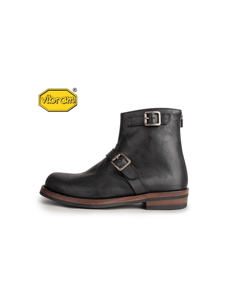 BLACK LEATHER ENGINEER BOOTS