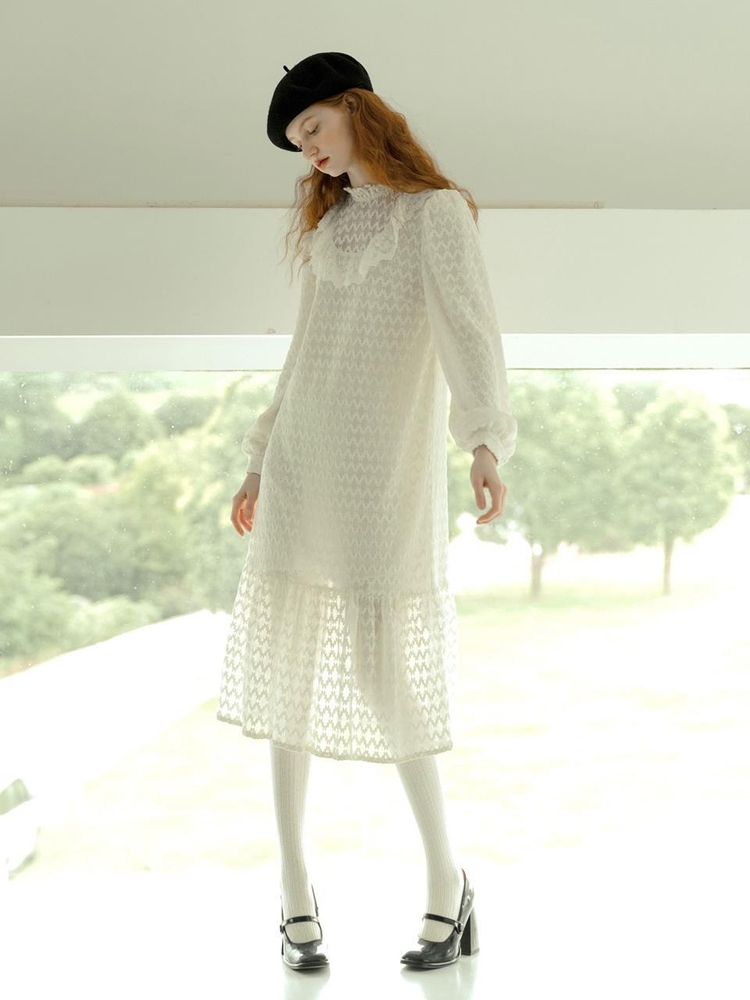 Cest_sparkling wave transparent white dress