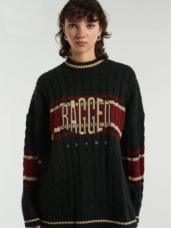 RAGGED VARSITY KNIT - BLACK