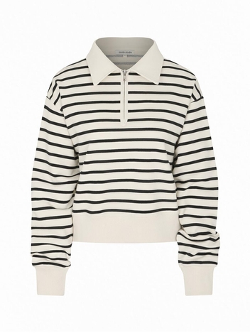 CO STRIPE ZIPUP SWEAT T_IVORY