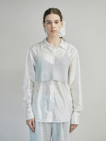 WRINKLED GLOSSY SHIRTS_WHITE