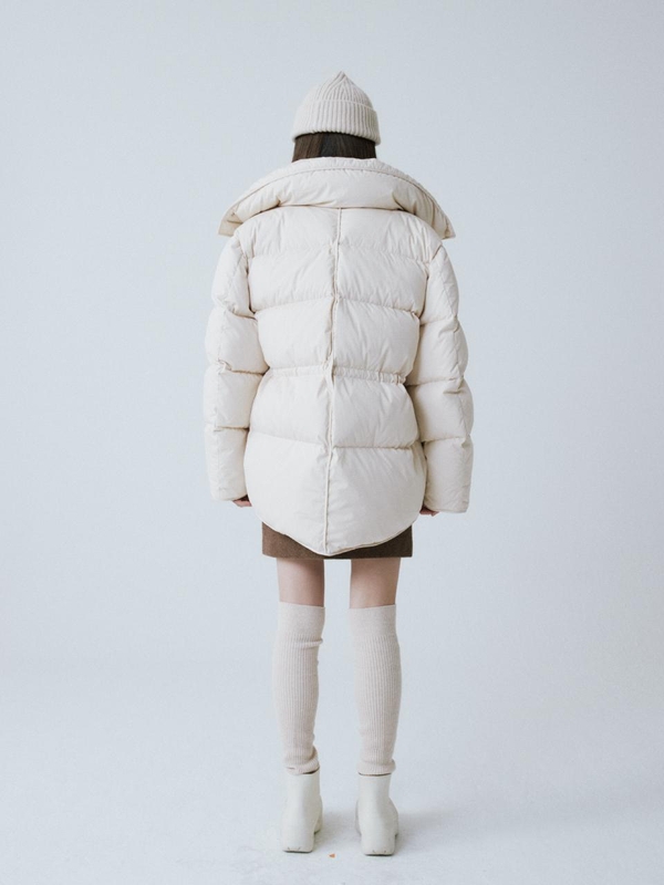 BEIGE HIGH NECK DOWN JACKET