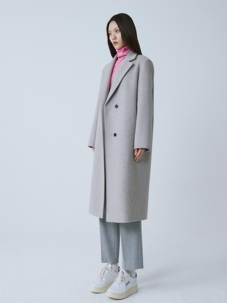 GREY REVERSIBLE WOOL CLASSIC COAT