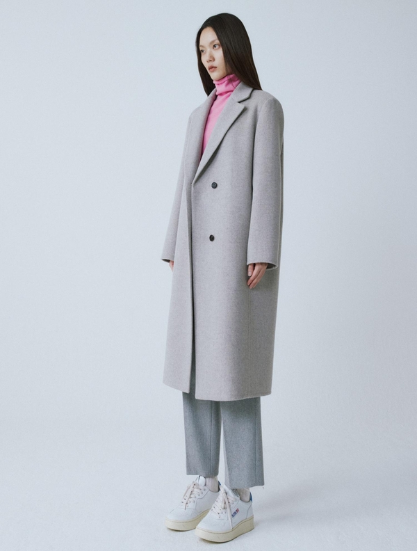 GREY REVERSIBLE WOOL CLASSIC COAT