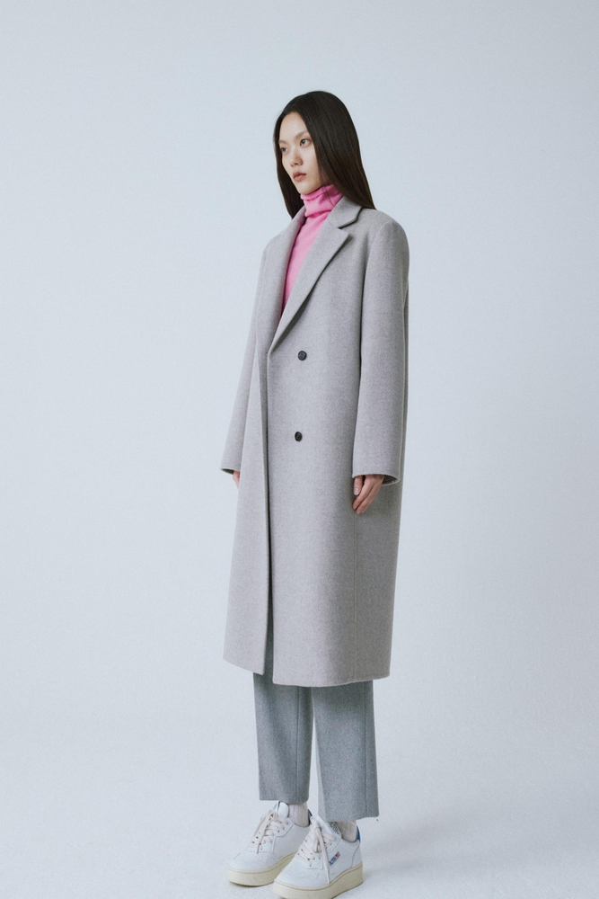 GREY REVERSIBLE WOOL CLASSIC COAT