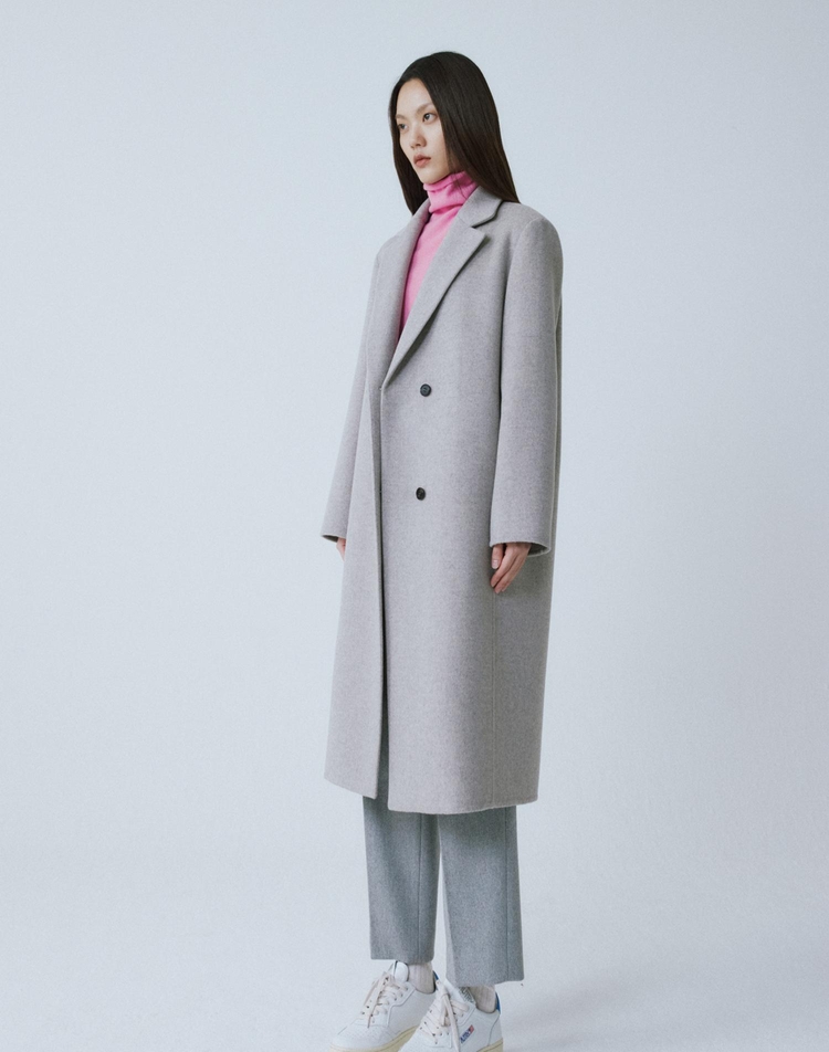 GREY REVERSIBLE WOOL CLASSIC COAT