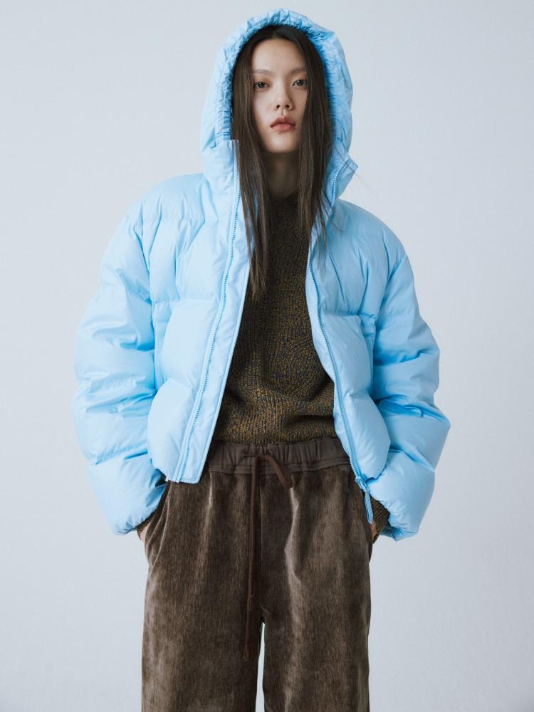 SKY BLUE HOOD DOWN SHORT JUMPER