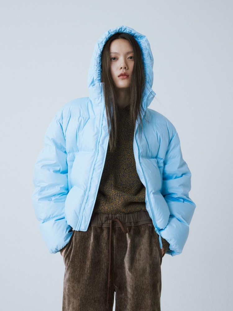 SKY BLUE HOOD DOWN SHORT JUMPER