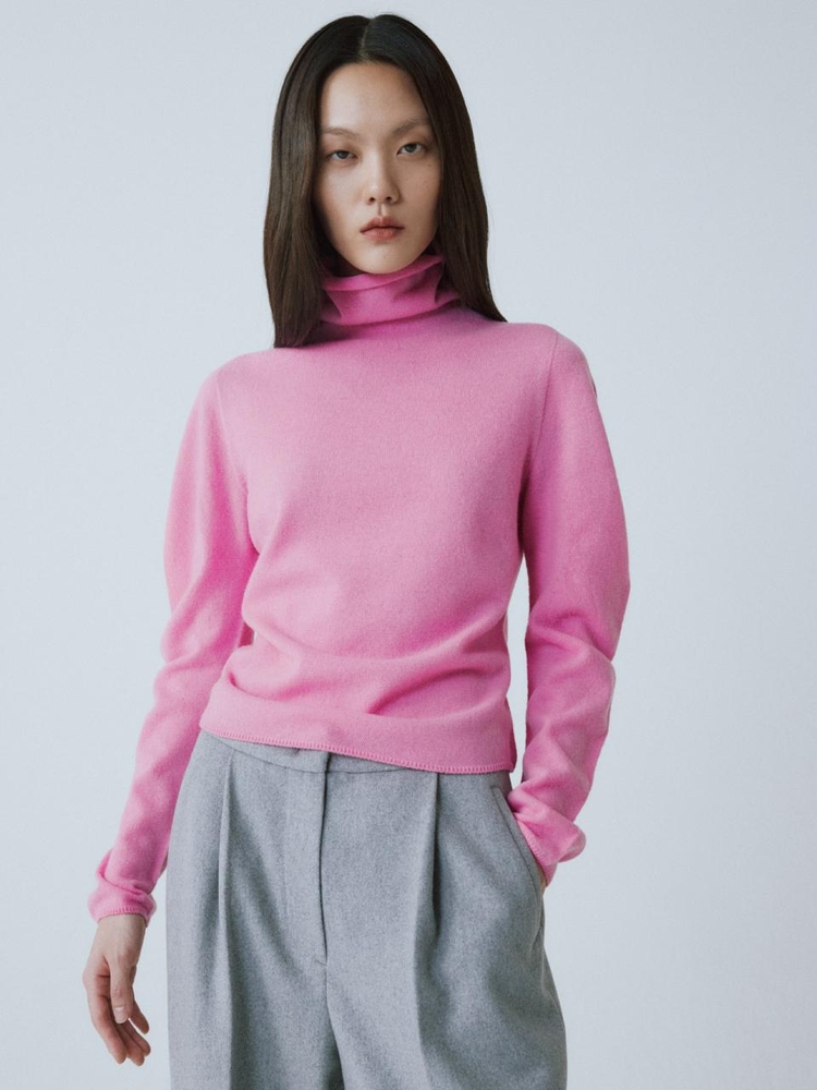 PINK SEAMLESS WOOL SHIRRING TOP