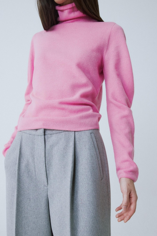 PINK SEAMLESS WOOL SHIRRING TOP