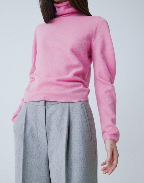 PINK SEAMLESS WOOL SHIRRING TOP