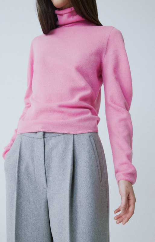 PINK SEAMLESS WOOL SHIRRING TOP