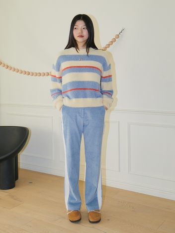 COLOR BLOCK CORDUROY PANTS (LIGHT BLUE)