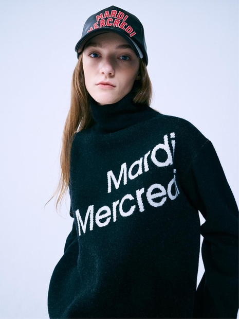 DIAGONAL LOGO TURTLE NECK_BLACK