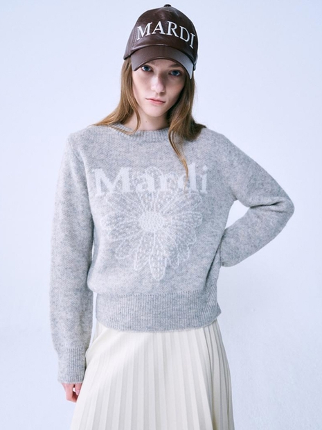 MOHAIR BLENDED KNIT PULLOVER_LIGHT GREY IVORY