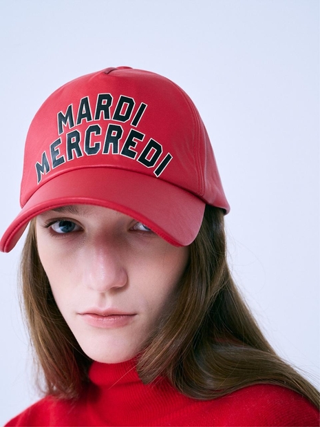 FAUX LEATHER CAP LOGO SPORTIF_RED
