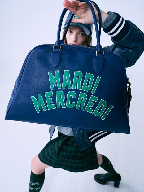 FAUX LEATHER BOSTON BAG LOGO SPORTIF_NAVY