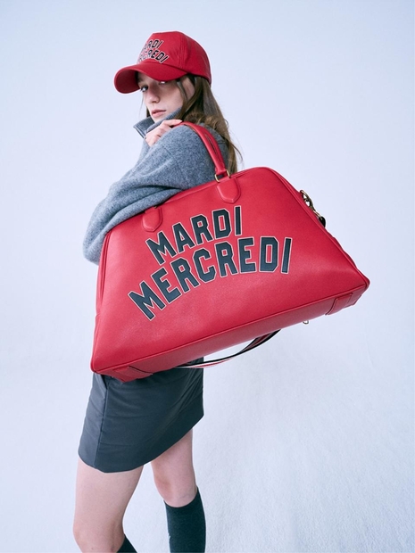 FAUX LEATHER BOSTON BAG LOGO SPORTIF_RED