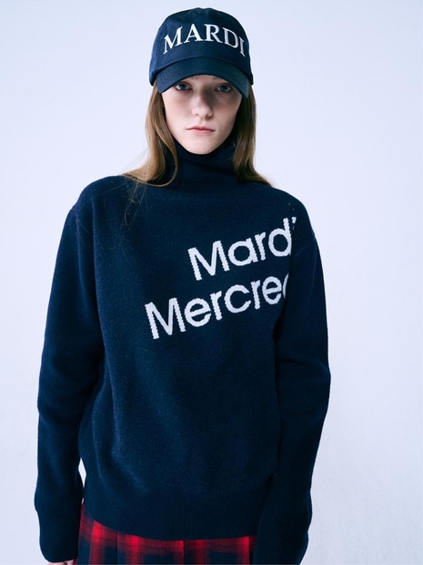 DIAGONAL LOGO TURTLE NECK_NAVY