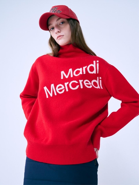 DIAGONAL LOGO TURTLE NECK_RED