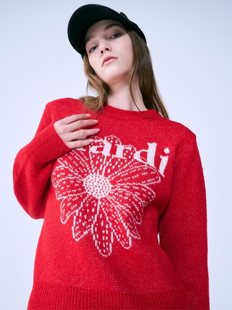 MOHAIR BLENDED KNIT PULLOVER_RED