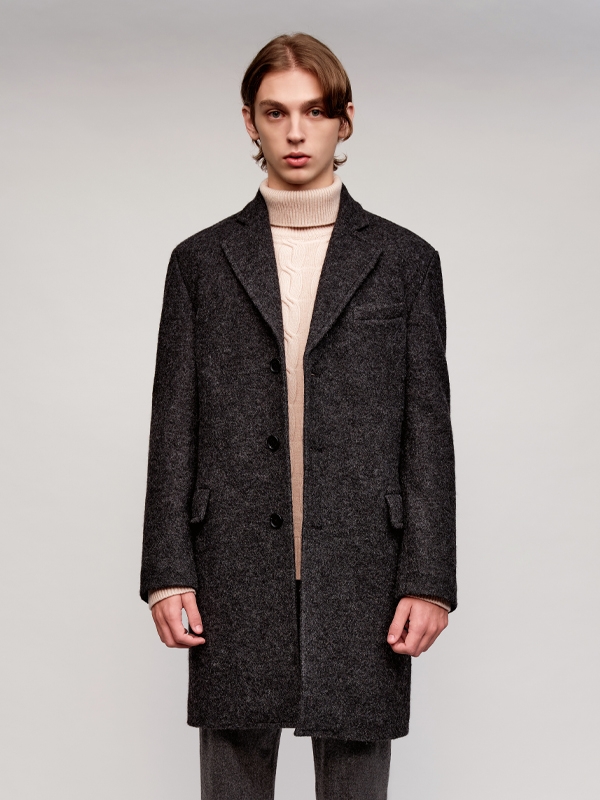 Wool 3-Button Single Coat_Grey