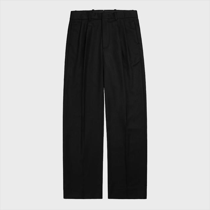 Bonheur Wide Wool Trousers (Black)