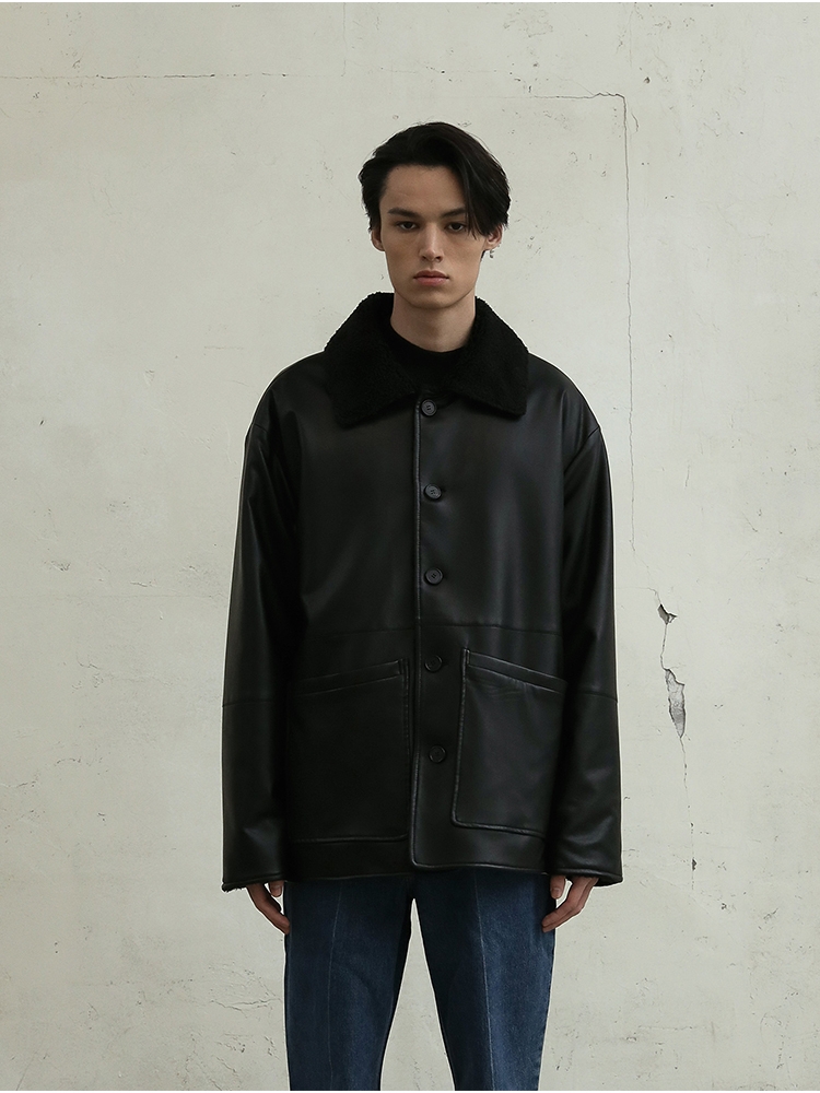 REVERSIBLE SHEARLING JACKET(BLACK)