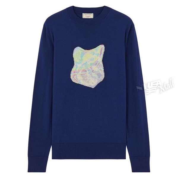 메종키츠네 폭스헤드 프린트 풀오버 니트 EU00555KT1034 MAISON KITSUNE FOX HEAD PRINT PULLOVER