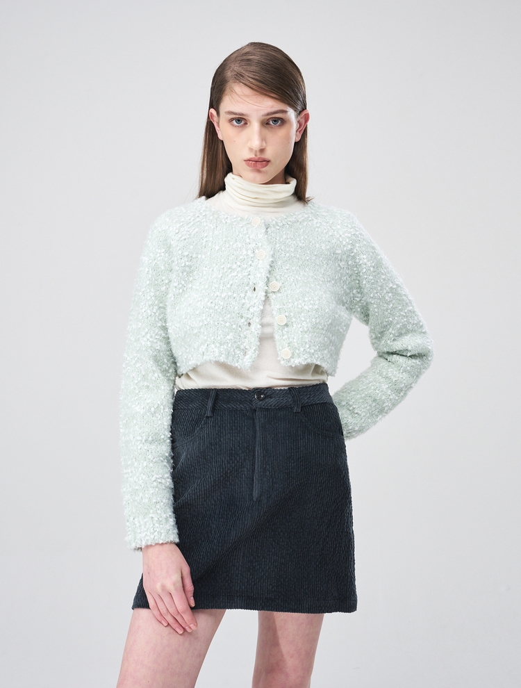 Snow Crop Knit Cardigan, Light Mint