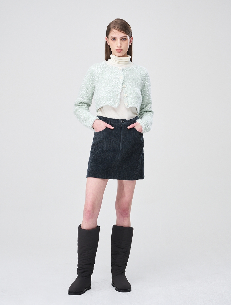 Snow Crop Knit Cardigan, Light Mint