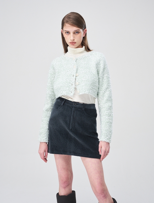 Snow Crop Knit Cardigan, Light Mint