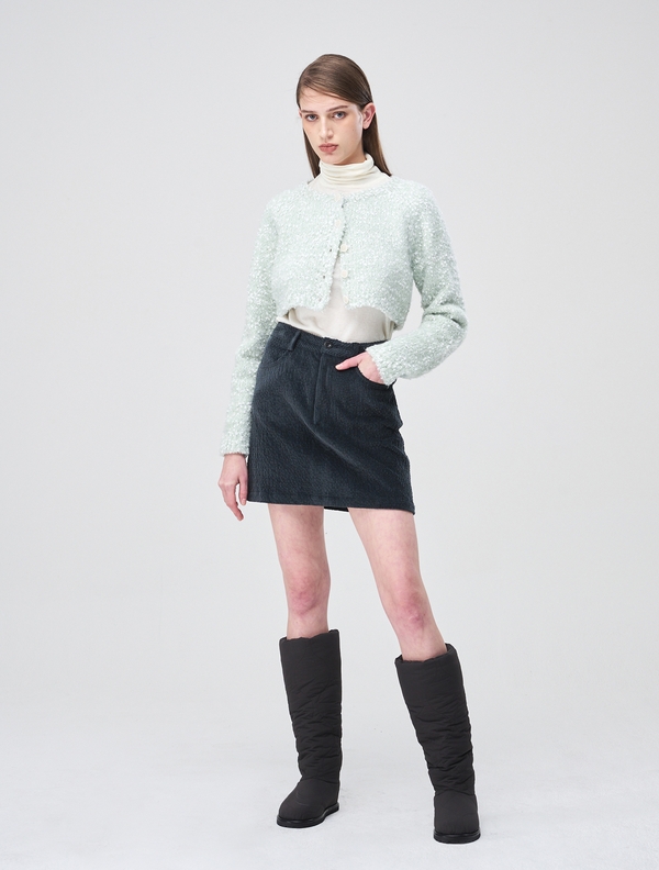 Snow Crop Knit Cardigan, Light Mint