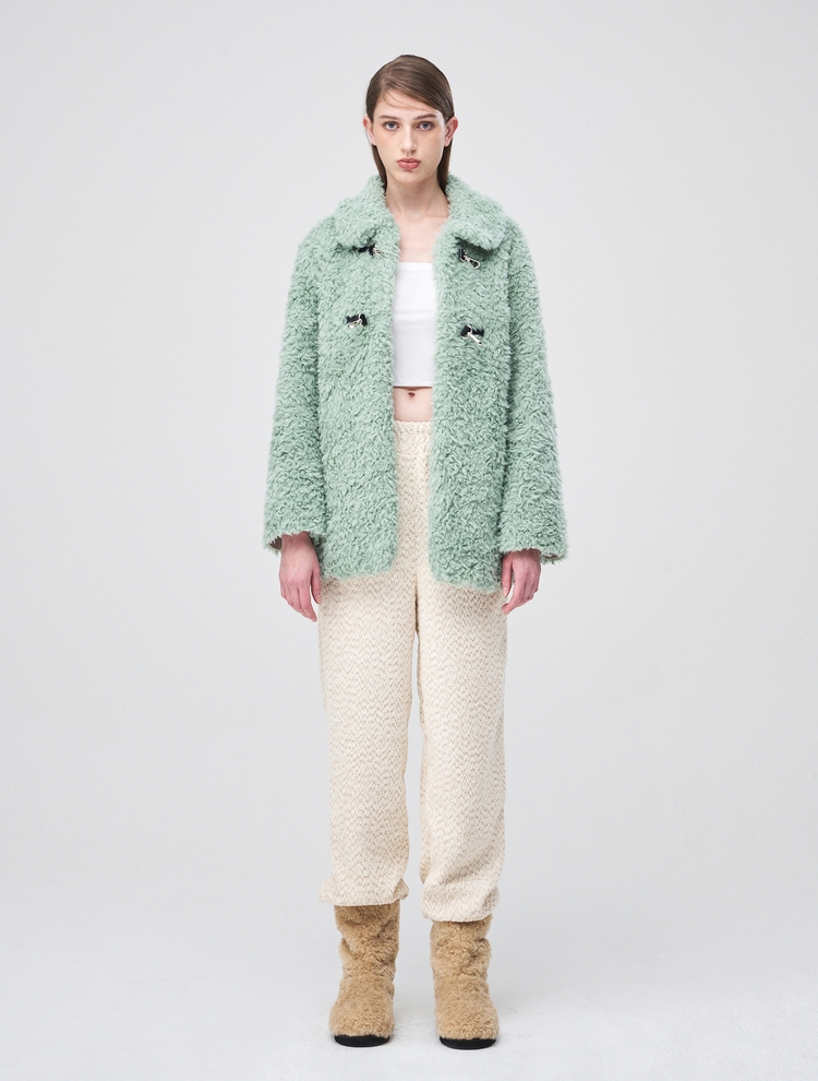 Buckle Fur Half Coat, Mint