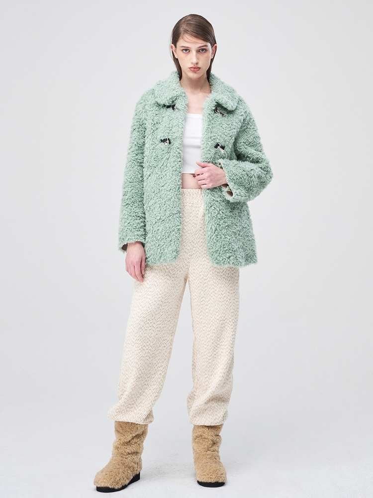 Buckle Fur Half Coat, Mint