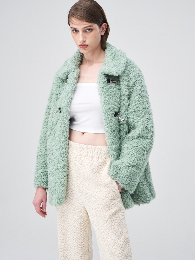 Buckle Fur Half Coat, Mint