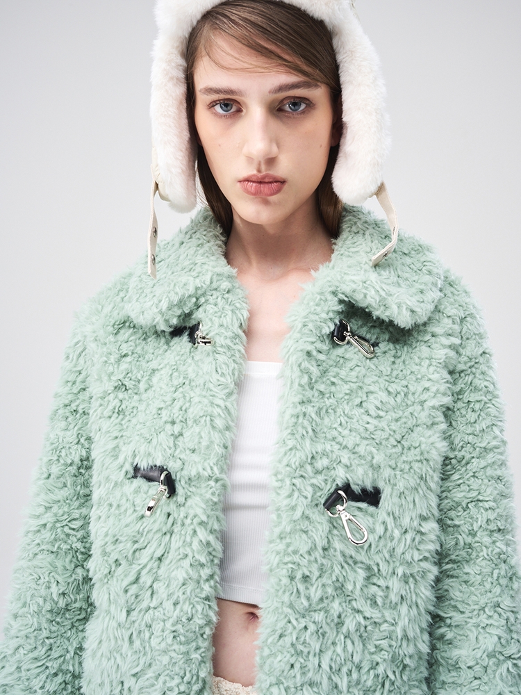 Buckle Fur Half Coat, Mint