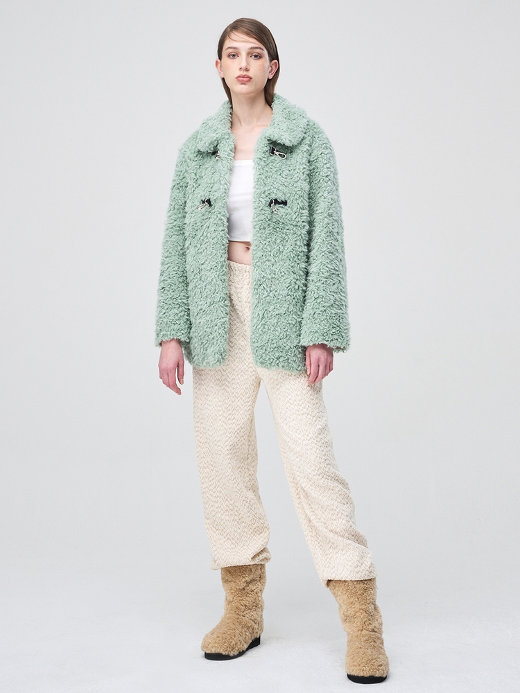 Buckle Fur Half Coat, Mint