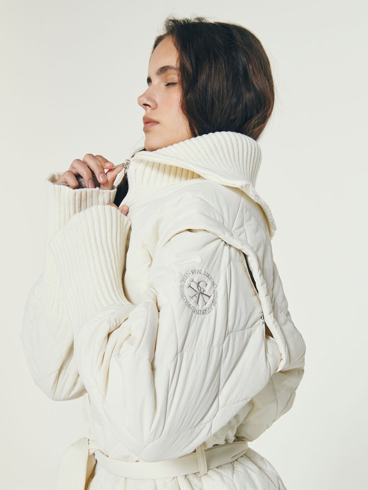 HIGH-NECK QUILTING ANORAK JUMPER IVORY