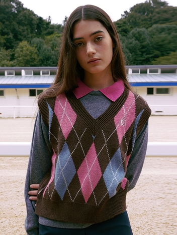 (WOMEN) Monceau Argyle Knit Vest_Mix