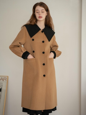 WED_A big collar Maxi double coat_BROWN